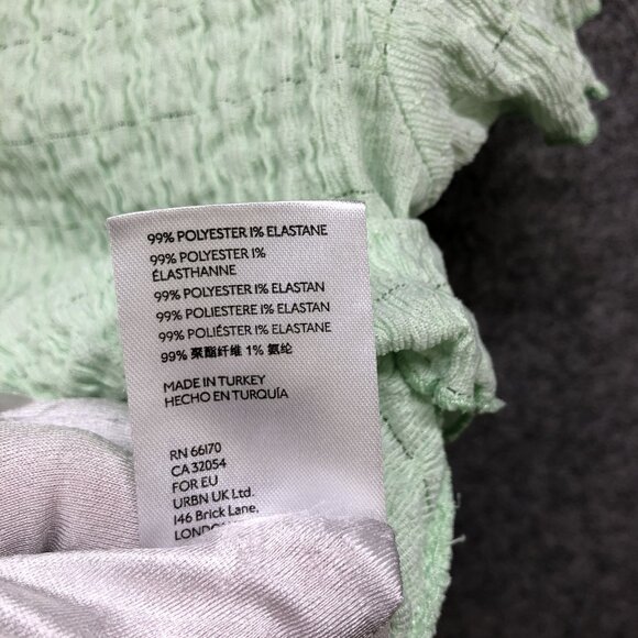 Urban Outfitters Crinkle Cropped Shirt Womens S Green Collared Short Sleeve - Picture 10 of 10